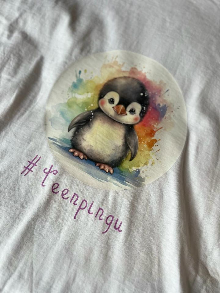 Neu Langarmshirt Longpullover weiß Mädchen 164 Pinguin DIY in Markranstädt