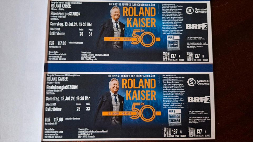 2 Konzertkarten Roland Kaiser in Köln am 13.07.2024 in Waldenburg