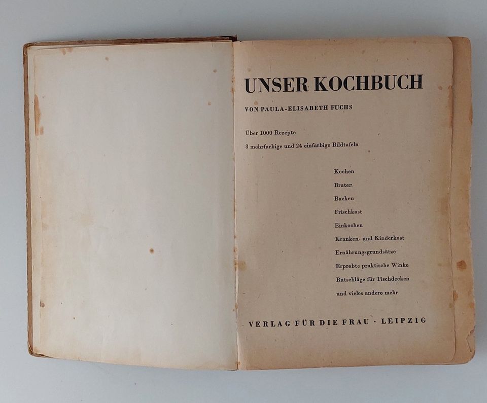 Antiquarisches Kochbuch 1955 in Wolkenstein