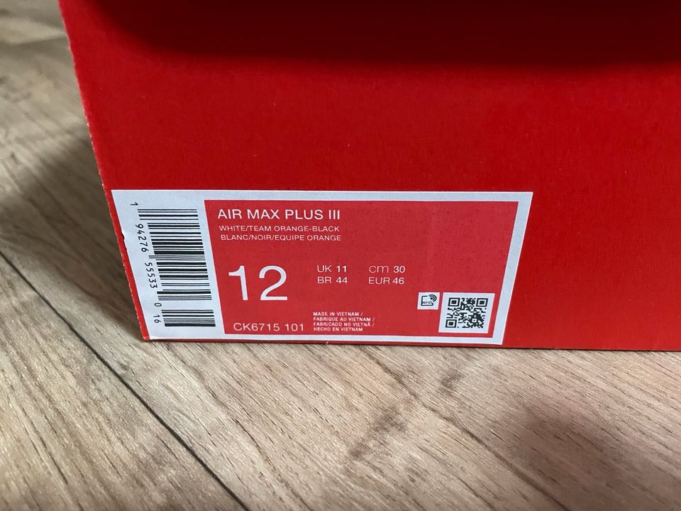 Nike Air Max Plus 3 Herrenschuh, Gr. 46 neu & OVP in Magdeburg