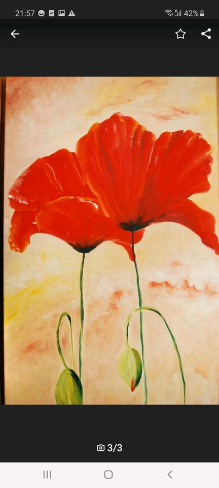 2 original Öl Bilder Mohn Leinwand 70x40 cm in Neunkirchen a. Brand