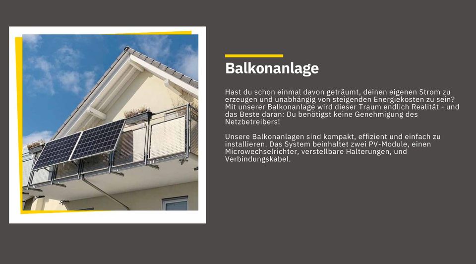 Balkonanlage, Balkon PV-Anlage mit verstellbarer Halterung in Gemünden