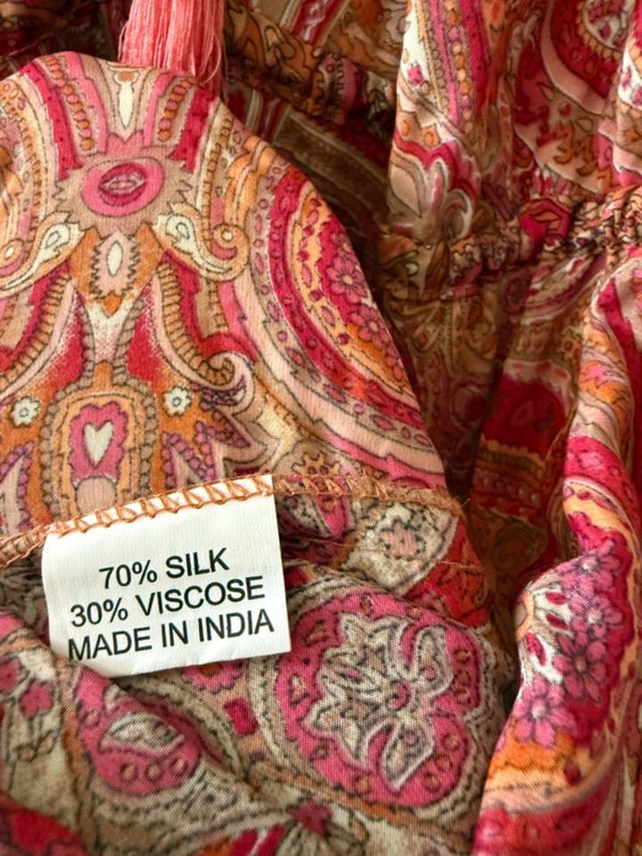 Boho Vintage India Silk Maxikleid Hippie S M Paisley in Durmersheim