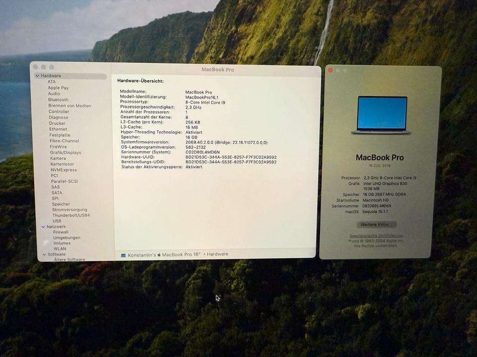 NEU! Apple MacBook Pro 2019 16" Intel i9 2.3 GHz, 16 GB RAM, 1TB in Dürnau