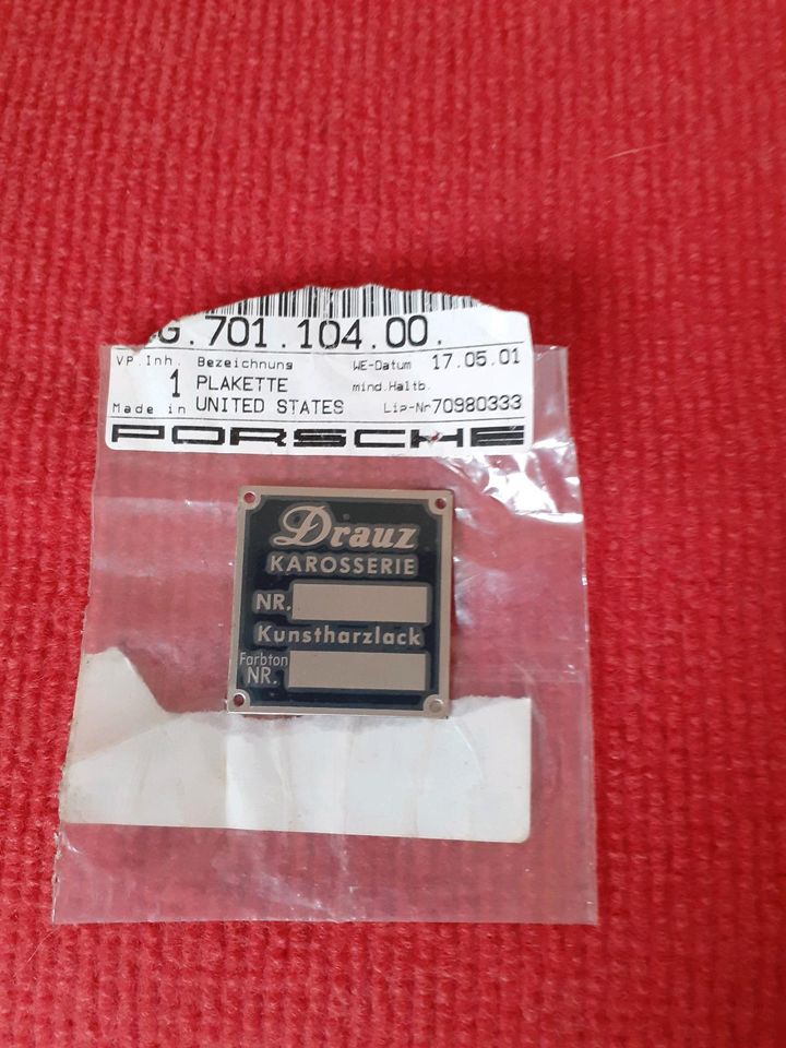 Porsche Plakette Drauz Karosserie PCG70110400 in Winnenden