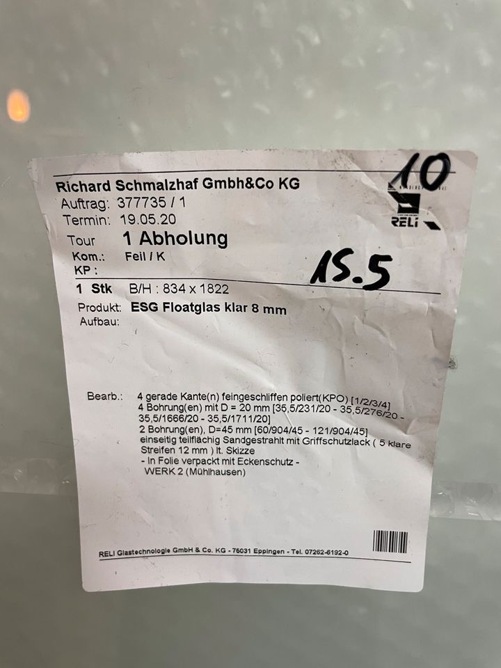 Glastüre neu unbenutzt , ESG 8mm in Oberstenfeld