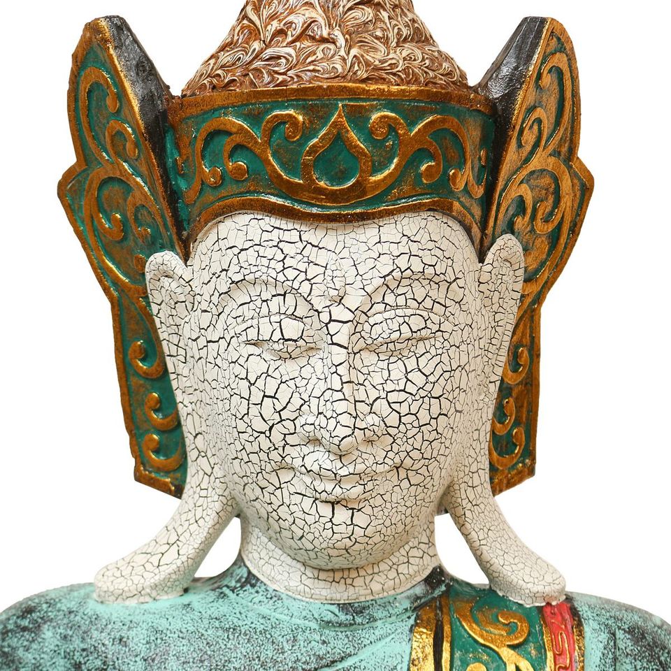 Buddha Skulptur China Indoor Figur mit Sockel Türkis Gold 180 cm in Bochum