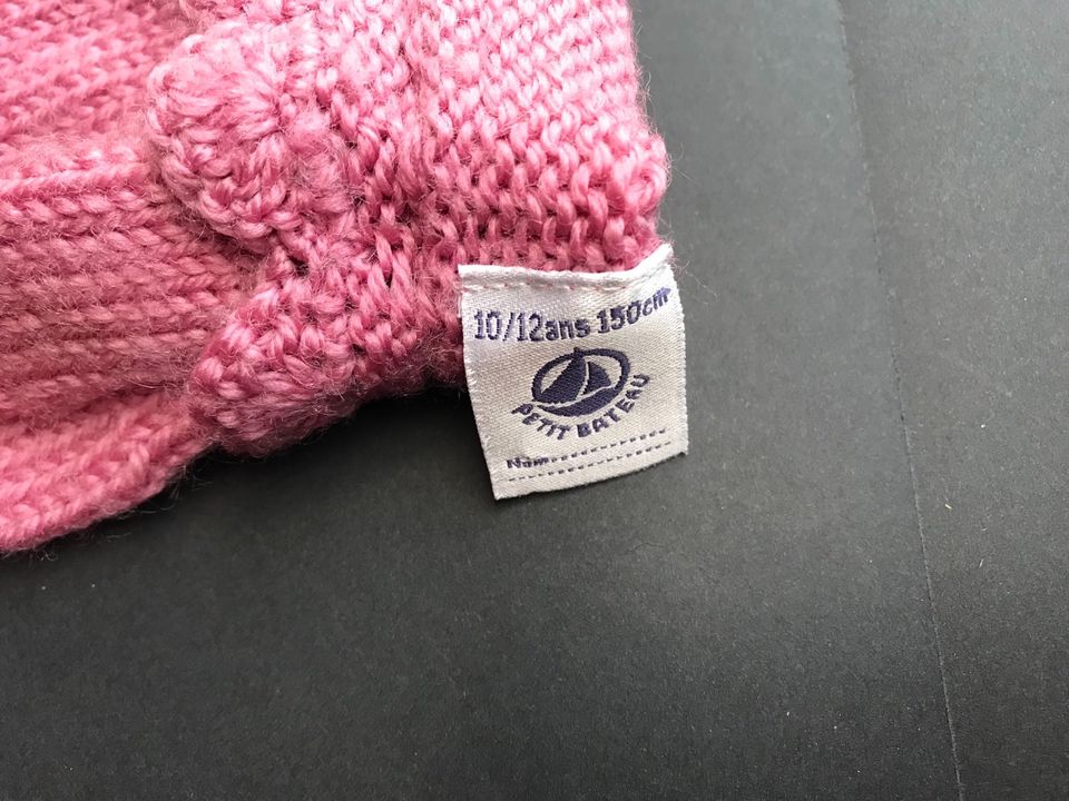 Petit Bateau: Set aus Mütze und Handschuhen, Ajour, Gr. 8-12 J. in Kirkel