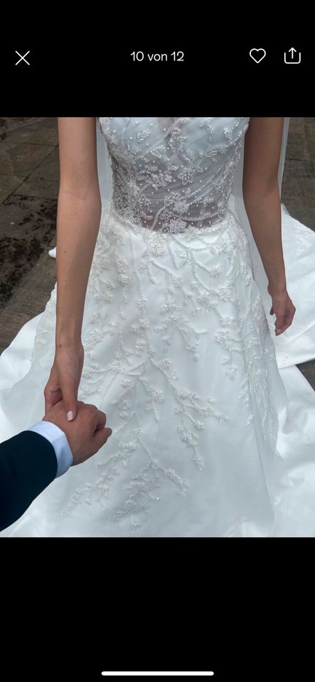 Hochwertiges Brautkleid + Reifrock + Schleier + Haarschmuck in Herne