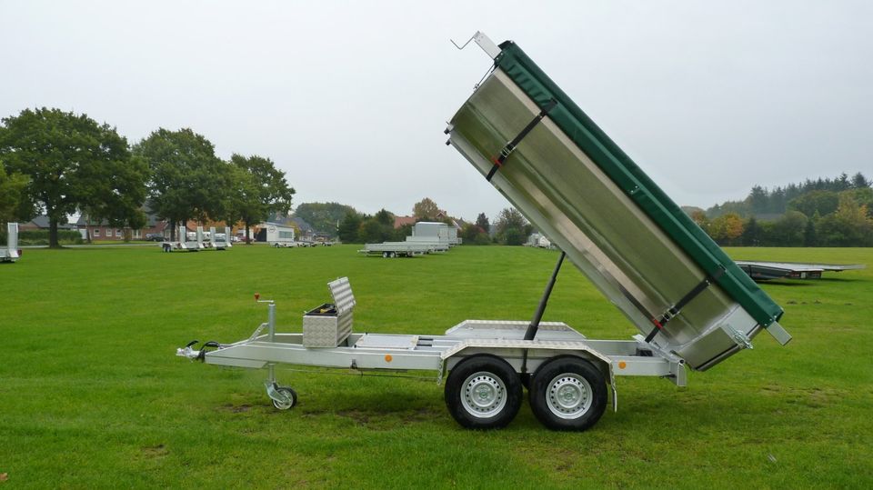 ⭐ BAOS Pkw Anhänger 3m³ Voll-Aluminium Muldenkipper Halfpipe Kippmulde Kippanhänger Kipper Heckkipper Hinterkipper Rückwärtskipper, z.B. für Pferdemist in Großenkneten