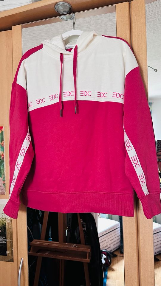 EDC Esprit Pullover Hoodie Rosa weiß Baumwolle in Bergisch Gladbach