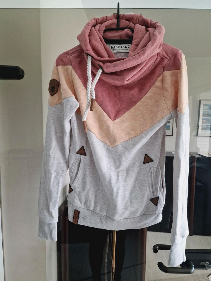 Naketano Pullover Hoodie mit Kapuze Grau Orange Rot Rosa S 36 in Neuss