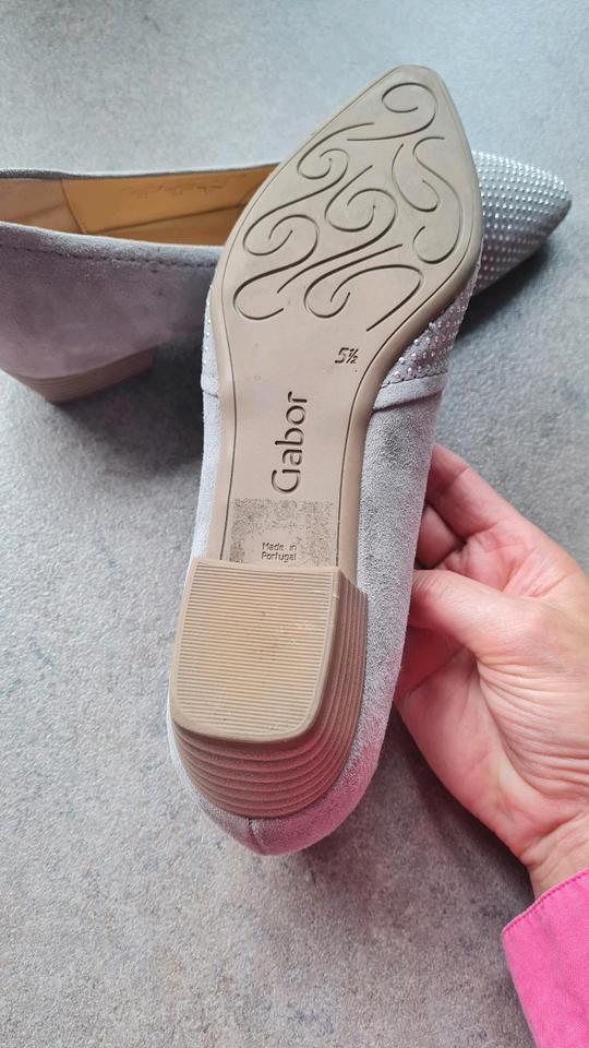 Gabor Pumps Ballerina Schuhe Gr. 38/39  5 1/2 grau Glitzer in Ascheberg