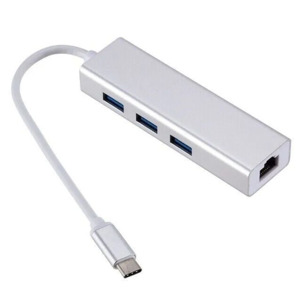 USB C auf 3 x USB 3.0 und RJ45 Ethernet LAN Adapter Hub Kabel Mac in Gronau (Westfalen)