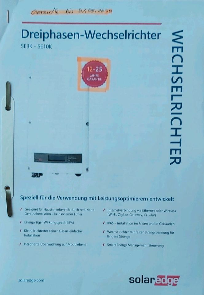 SolarEdge SE9K Wechselrichter in Germersheim