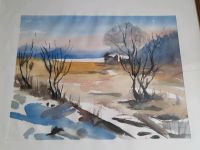 Aquarell original handsigniert Winter Landschaft 70er jahre Bayern - Würzburg Vorschau