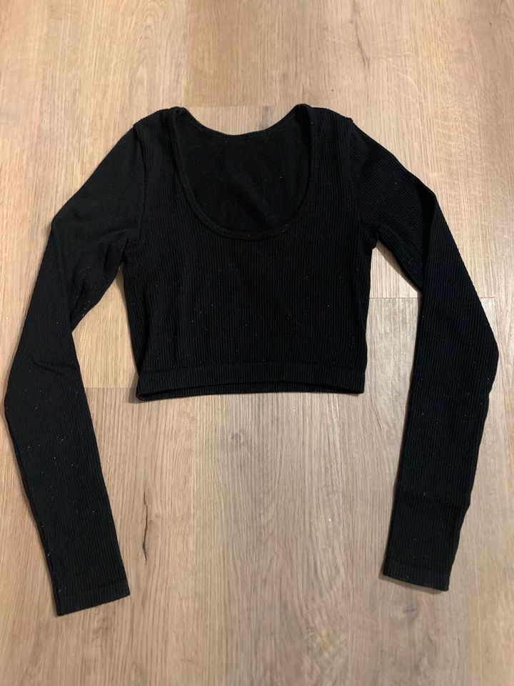 Stradivarius - Langarmshirt - cropped Top - S - blau - schwarz in Witten