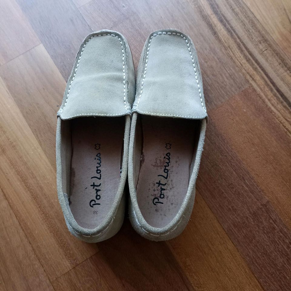 Mokassin Slipper Gr. 38 Leder beige in Salem