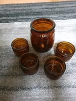 Rumtopf aus Glas mit 4 Bechern  braun aus DDR Zeiten Hessen - Künzell Vorschau