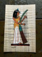 Papyrusbild, Ägypten, Harfespielerin, signiert Nürnberg (Mittelfr) - Südoststadt Vorschau