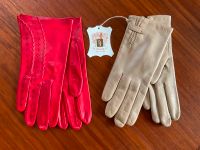 2x elegante True Vintage Damen Leder Handschuhe 70er rot u. beige Baden-Württemberg - Bammental Vorschau