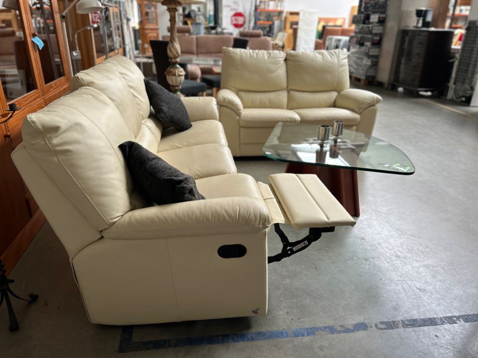 Designer Sitzgarnitur 'CALIA ITALIA' 3er und 2er Echtleder-Sofa mit Relaxfunktion in Gevelsberg