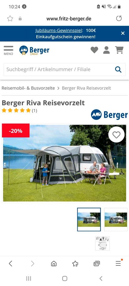 Vorzelt, 2 mal aufgebaut, NP 250€, Camping, Reisevorzelt in Erlenbach