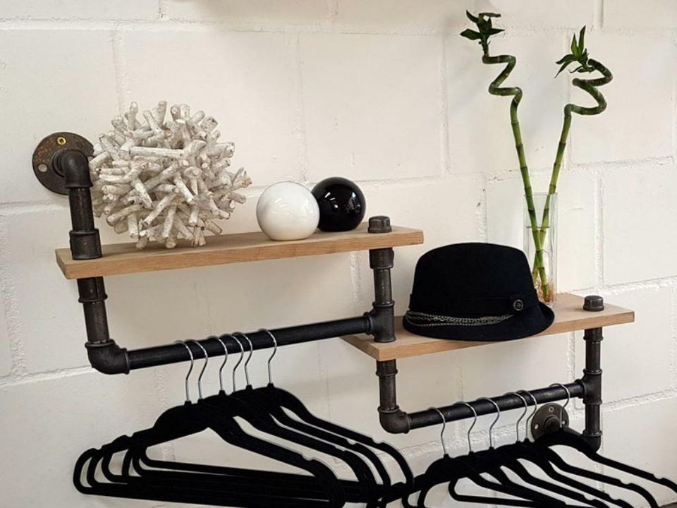 ⭐Garderobe Kleiderständer Wasserrohr + Eiche im Industrial Style⭐ in Mönchengladbach