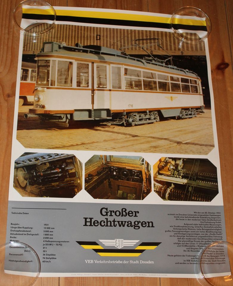 Dresden Straßenbahn Verkehrsbetriebe Poster Plakat Hechtwagen in Teichland