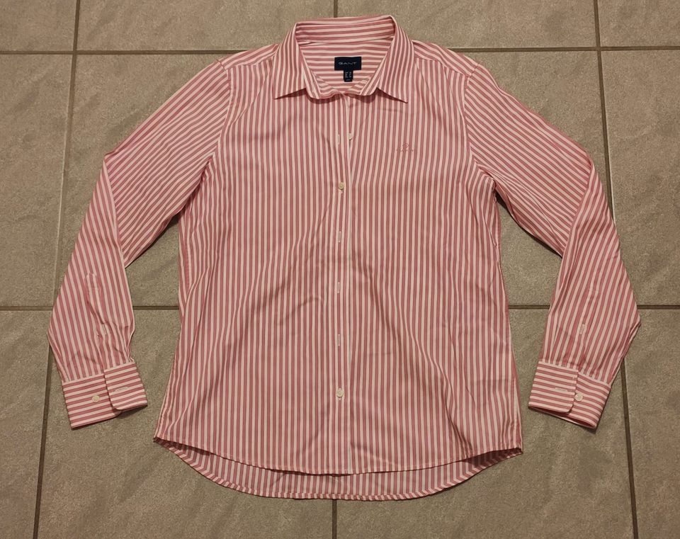 Damen-Bluse, GANT, rosa/rot-weiß gestreift, Größe 38 in Kirchlengern