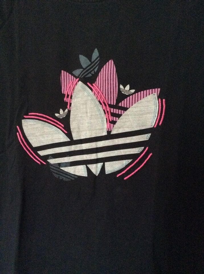 Adidas T-Shirt Shirt Schwarz Pink Baumwolle Glitzer Gr. 36 in Mannheim