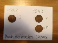 1 Pfennig Münzen 1948 1949 Bank deutscher Länder Bayern - Igensdorf Vorschau