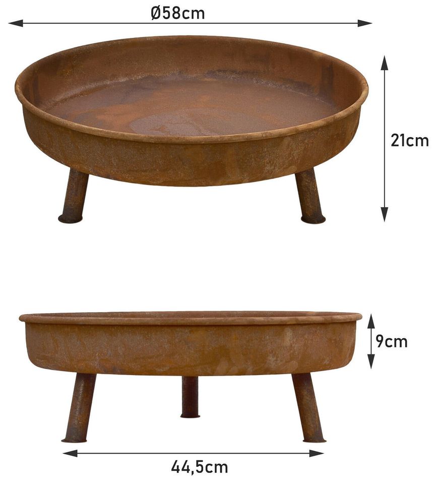 Luxus Feuerschale Ø58cm Pflanzschale Terassenfeuer Korb Rost in Kreuzau