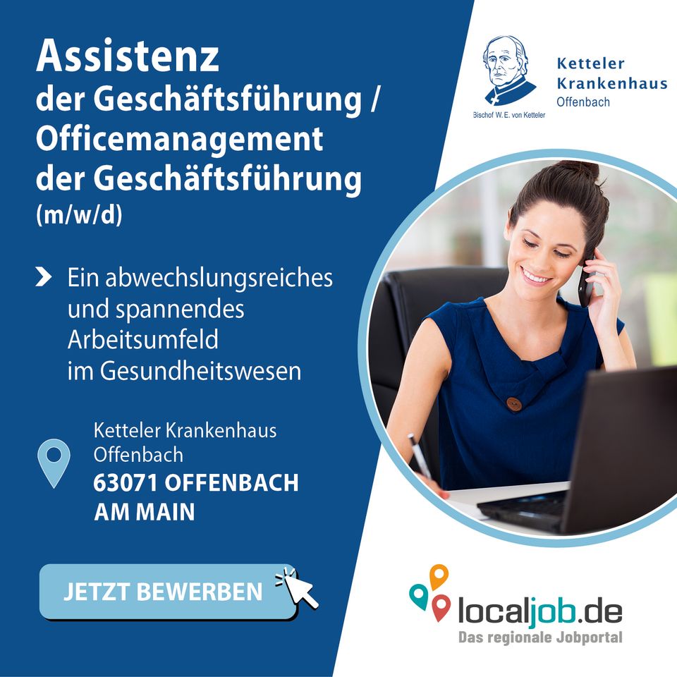 Assistenz der Geschäftsführung / Officemanagement der Geschäftsführung (m/w/d) in Offenbach am Main gesucht | www.localjob.de in Offenbach