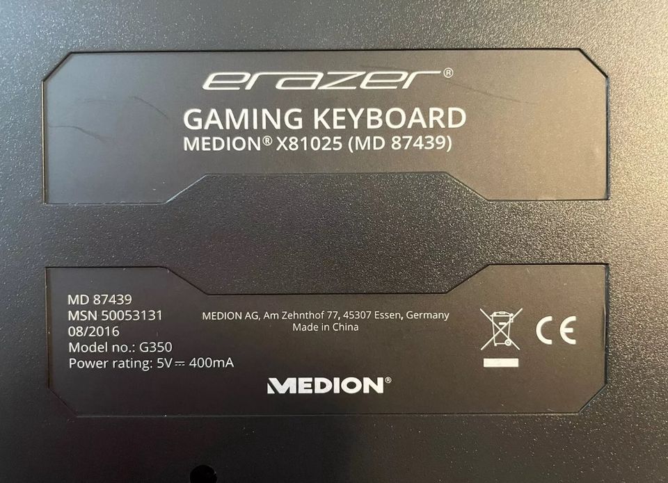 Medion Erazer Gaming Tastatur Keyboard beleuchtet Top Zustand in Ratingen