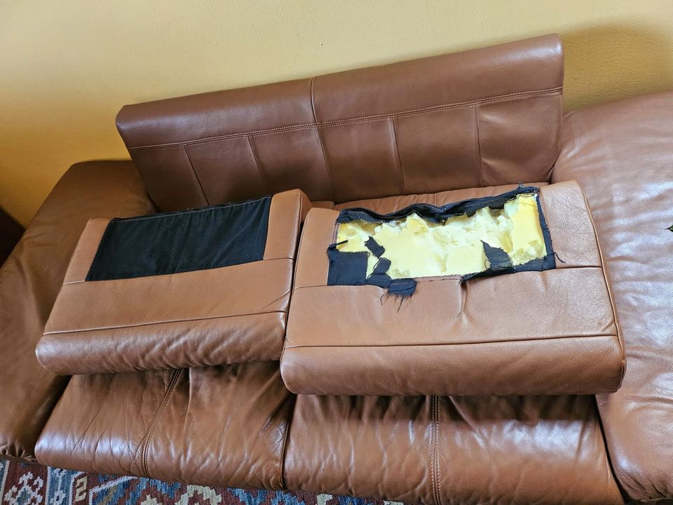 braune Ledercouch (Kunstleder) / Sofa in Zeuthen