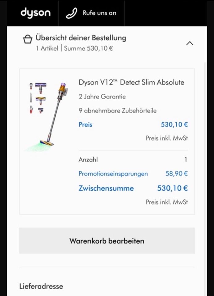 Dyson 10% Rabatt Rabattcode Gutschein v12 usw in Massenbachhausen