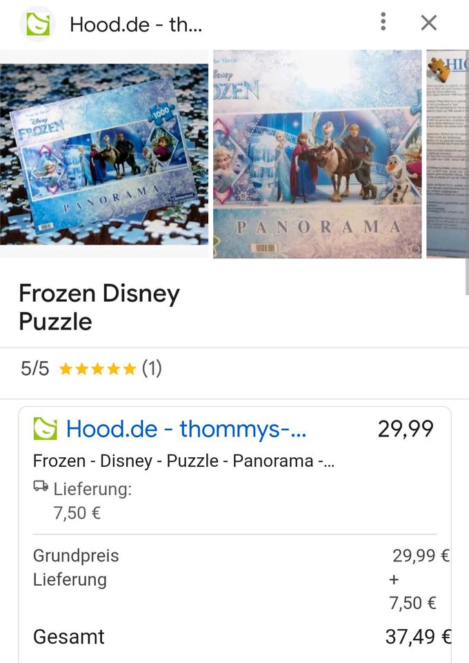 Panorama Puzzle Disney Frozen plus Rahmen in Dortmund