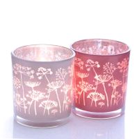 Windlicht Glas Blumenwiese 2erSet rosa/pink Ø7cm H8cm Teelicht Nordrhein-Westfalen - Vlotho Vorschau