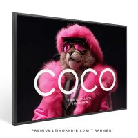 COCO pinke Katze Luxusmodemarke Wandbild Leinwand mit Rahmen Deko Stuttgart - Stuttgart-Ost Vorschau