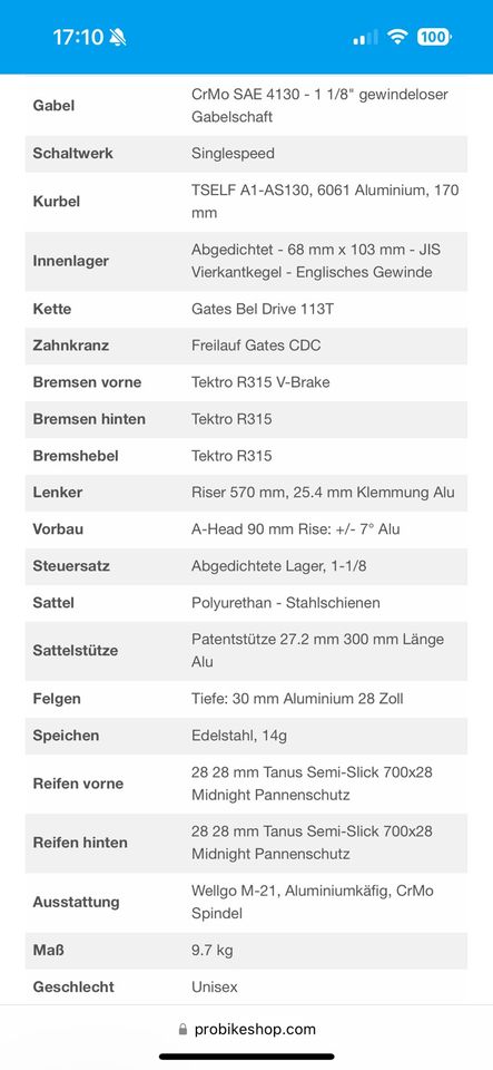 RIVA Pronta Singlespeed/Fixie (UVP: 1299€) in Frankfurt am Main