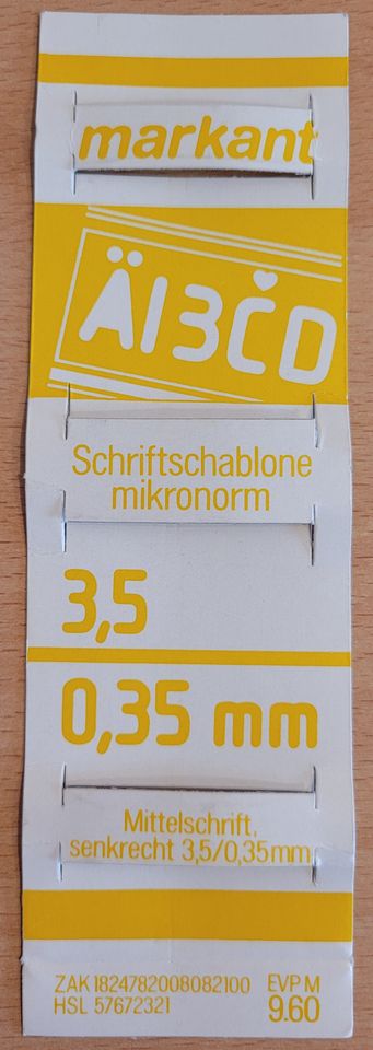 Markant Schriftschablone mikronorm Mittelschrift 3,5 / 0,35 mm in Dessau-Roßlau