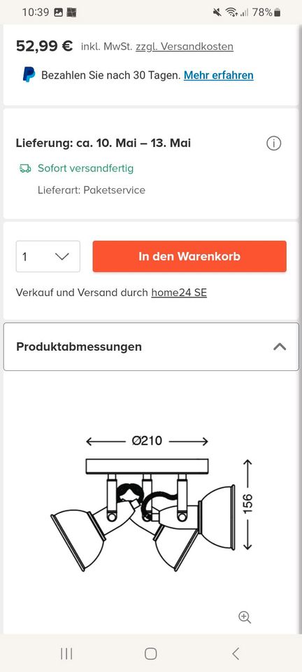 Deckenleuchte 3-flammig mit Leuchtmitteln in Rain Lech