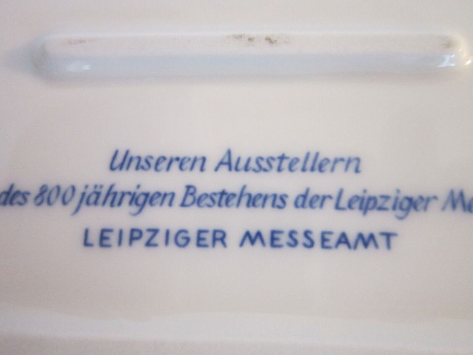 Meissen Kachel Gedenkplatte Leipziger Messe, Meißner Porzellan in Plaue