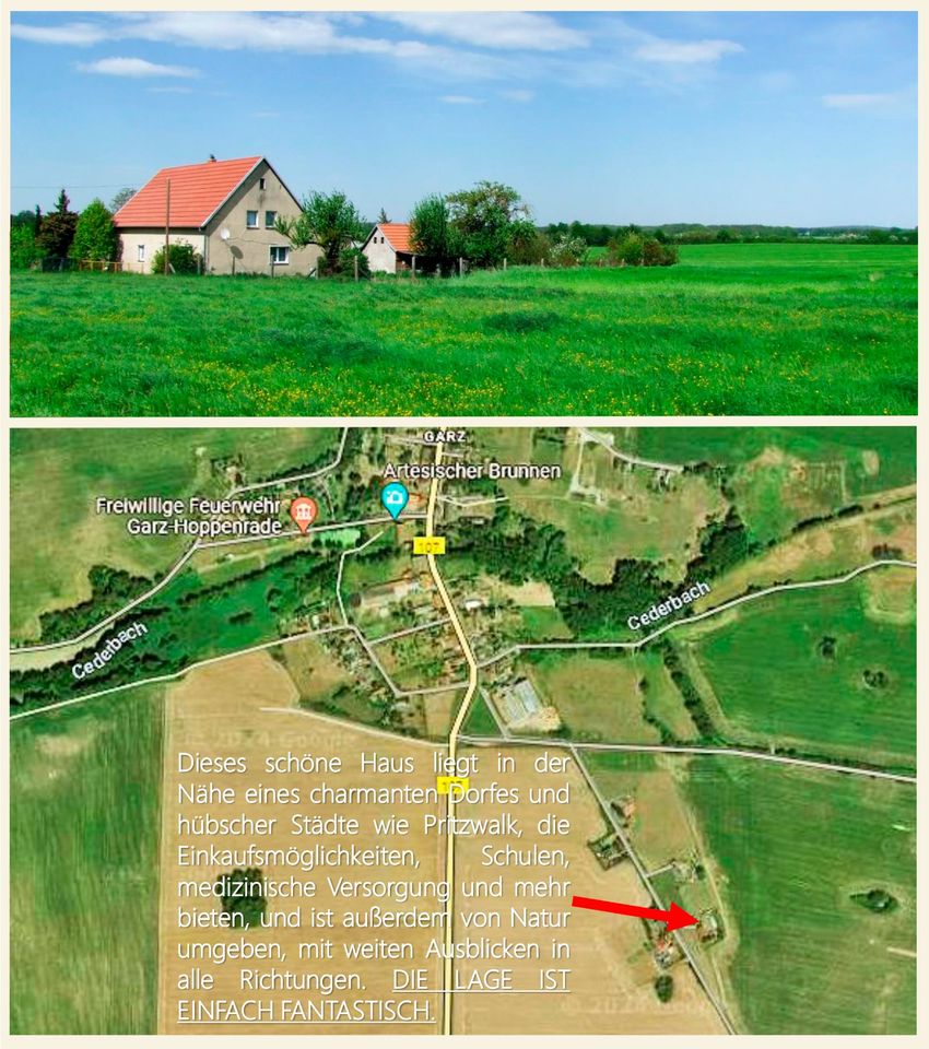 Großes sonniges 2 ½-stöckiges Landhaus mit ca. 213qm geräumiger Wohnfläche und Ausbaureserve auf grossem Grundstück in absoluter Traumlage, umgeben von Natur und mit Fernblick ins Grüne in Kyritz