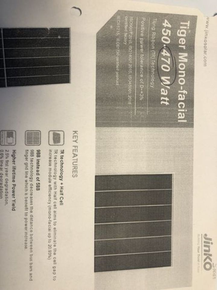 17 neue PV Module (7,99 KWp) zu verkaufen in Auerbach (Vogtland)