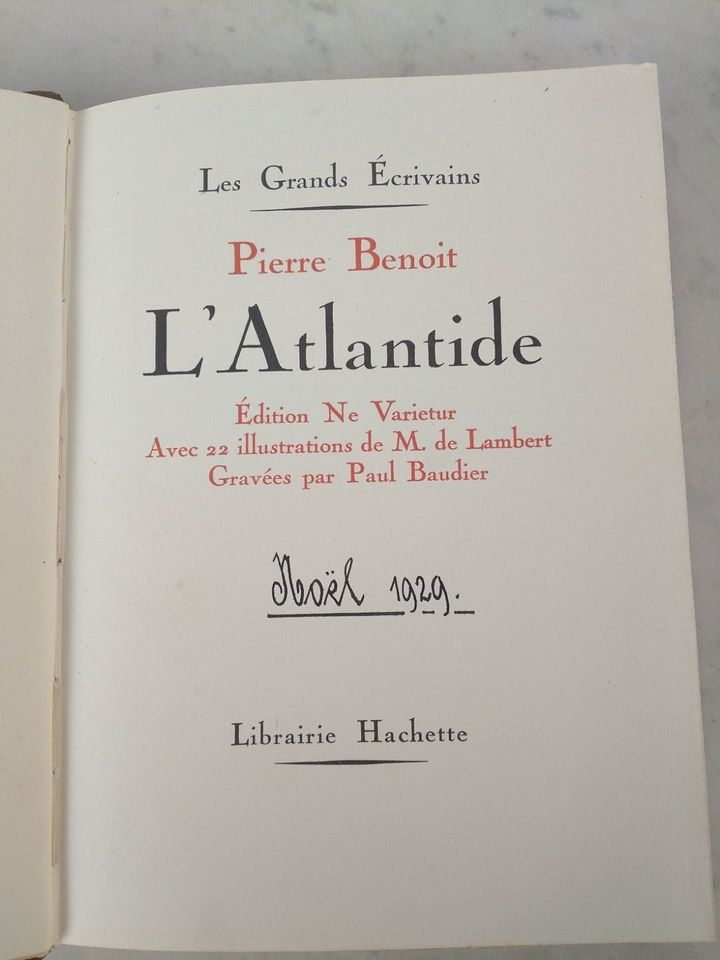 Pierre Benoit, L'Atlantide, 1929, französisches Buch in Stuttgart