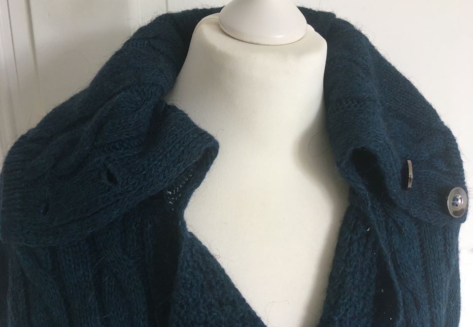 Wolle Mohair Long-Cardigan Strickjacke petrol Größe M 38 in Aachen