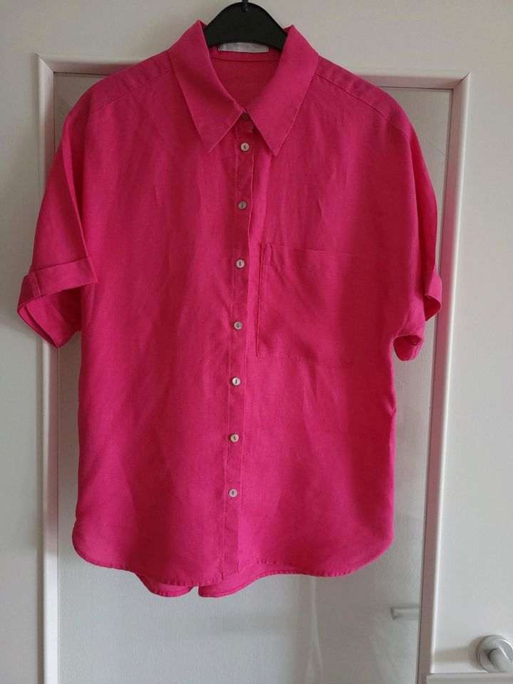 MNG Leinen Bluse Damenbluse XS Pink Oversized in Recklinghausen