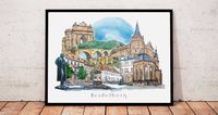 HEIDELBERG Stadt-Bild mit Rahmen, Architektur Illustration, Deko Baden-Württemberg - Heidelberg Vorschau